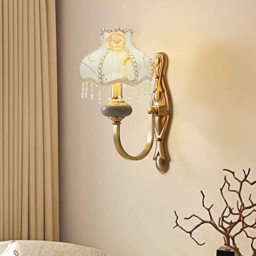 Uonlytech Vintage Lamp Shade Fabric Lace Royal Scallop Bell Shape Lampshade Replacement for E27 Table Lamp Floor Lamp Wall Light