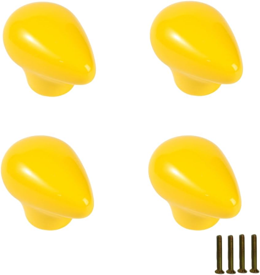 Droplet shape Ceramic Cabinet Knobs Vintage Door Knobs Drawer Dresser Cupboard Pull Handles for Home Kitchen (2, Pink)