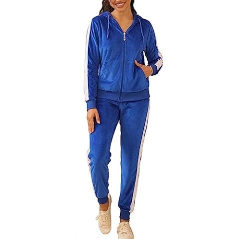 Facitisu Women's Royal Blue Velvet Tracksuit Cover