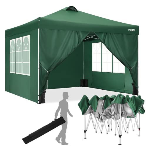 Tooluck Faltpavillon Pavillon 3x3 Wasserdicht mit 4 Seitenteilen UV Schutz 50+ Partyzelt Gartenpavillon Faltbar mit 4 Seitenwänden(3x3m mit Entlüftung, 4 Sandsack, Grün) Cover