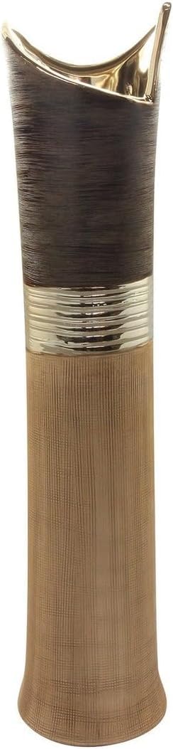 Vase de sol GILDE Bradora grand vase céramique beige et marron salon 60cm