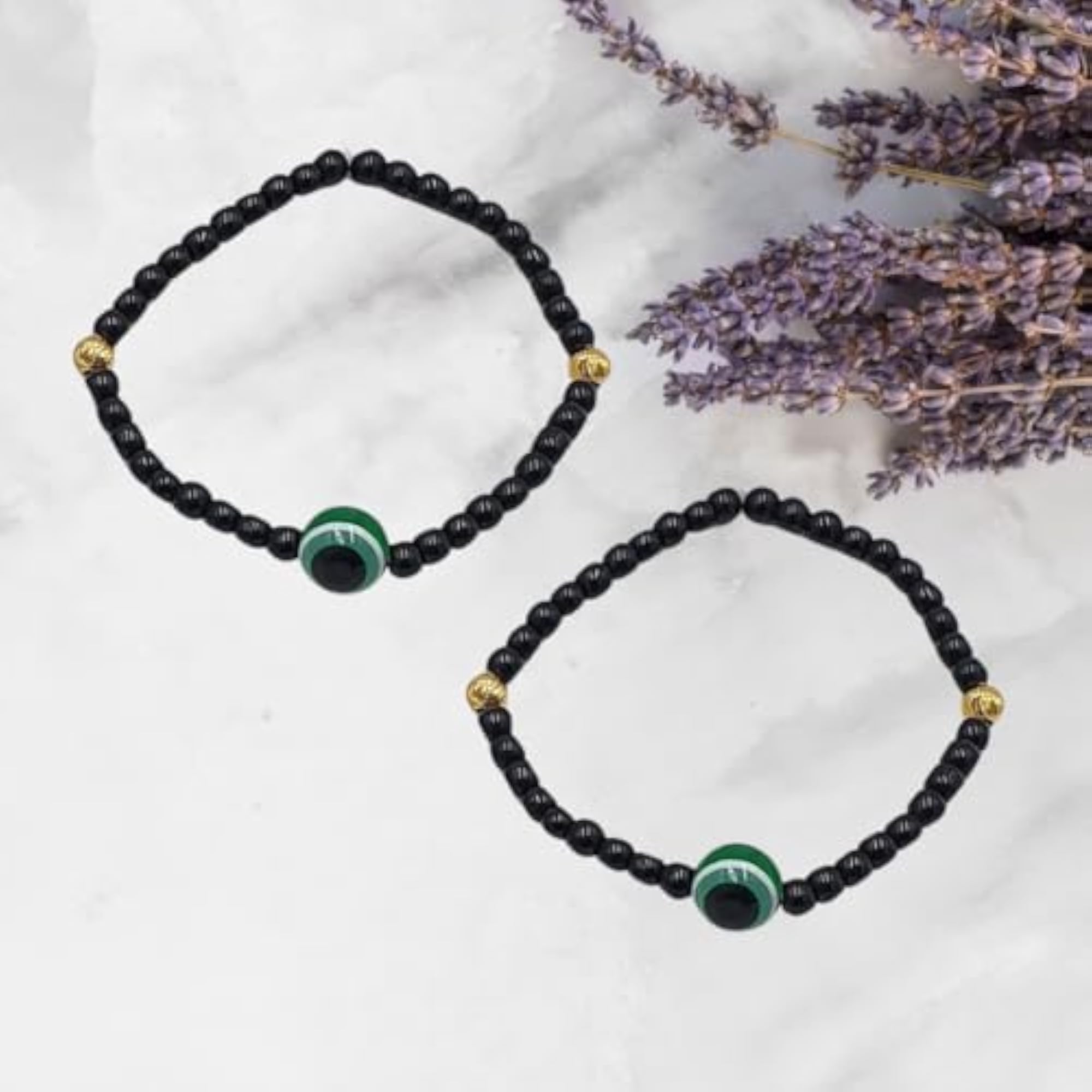 2pc Evil Eye Bead Nazariya for Babies, Green