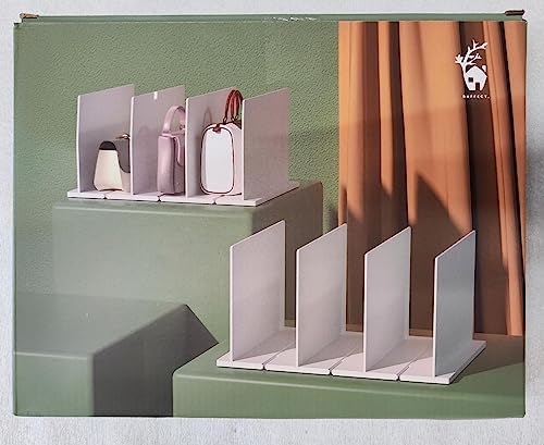Baffect Zestaw 2 regulowanych przegródek do półek, plastikowych separatorów półek na torebki, ulepszonych organizerów torebek do szafy (7 oddzielnych miejsc do przechowywania, biały)