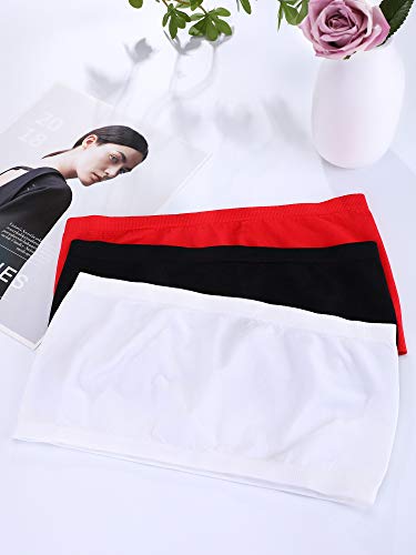 Women's Strapless Bralette Seamless Bandeau Soft Stretchy Non-Padded Bandeau Tube Top Bra In Multi Color, 3 Pieces(,) #TOP6