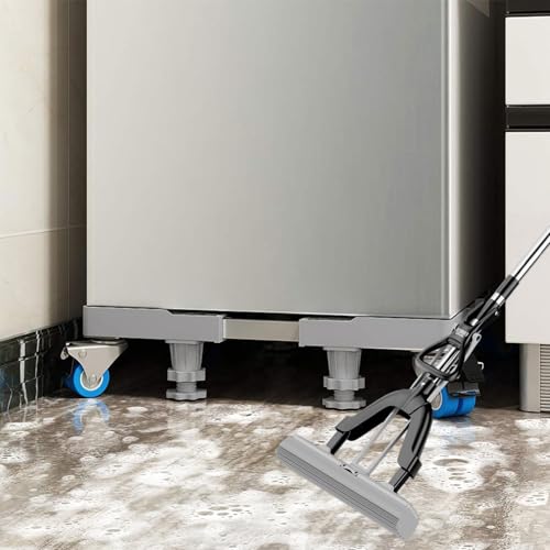 Fousenuk Wasmachine-onderstel, verstelbare wasmachinesokkel met 8 poten en 4 wielen, wasmachinesokkel berenbelasting 300 kg, platform voor koelkast, droger en vriezer - Afbeelding 3