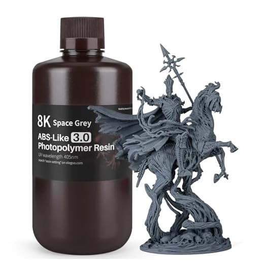 ELEGOO Resina 8K ABS-Like 3.0 Impresora 3D, Resina Fotosensible Estándar no Quebradiza de Bajo Olor Adecuada para Impresora LCD 3D Saturn 2 Saturn 4 Saturn 4 Ultra Gris Espacial 500g