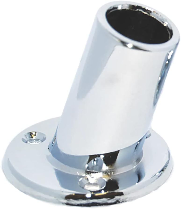 Taylor Made Products Slanted Flag Pole Socket for 3/4" and 1" Diameter Flag Poles, Secures to Gunwale, Triple Chrome Plated, Simple Installation - 962