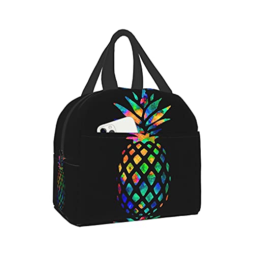 Fonsmay Watercolor Pineapple Reusable Insulated Lunch Bag Cooler Tote Box Container With Front Pocket For Woman Man Office Work School Picnic Beach Workout Travel #TOP14