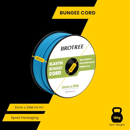 Brotree Elastic Cord Bungee Cord 3mm x 20m Elastic String Rope for DIY Crafts, Sewing, Beading, Jewellery, Necklace, Bracelet - Image 2