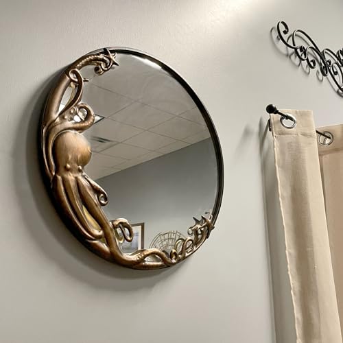 Zeckos Bronze Octopus Wall-Mounted Mirror – 20-Inch Diameter Decorative Accent for Nautical and Coastal Home Decor, Unique Focal Point for Living Room or Bathroom. - Image 4