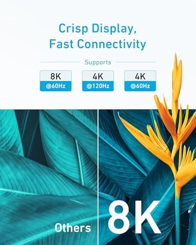 Anker HDMI Cable 8K@60Hz, Ultra HD 4K@120Hz HDMI Cord,48 Gbps Certified Ultra High-Speed,Compatible with PlayStation 5,Xbox,Samsung TVs,and More (6FT)
