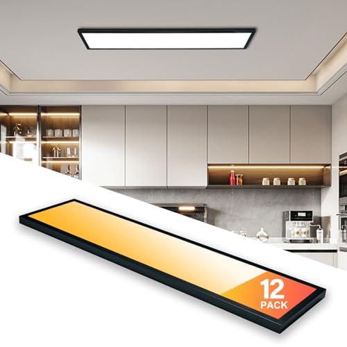 Image of 12-Pack Black 1x4 LED Flat Panel Light Surface Mount