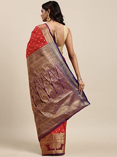 Image of Panzora Women's Banarasi Silk Saree With Unstitched Blouse Piece