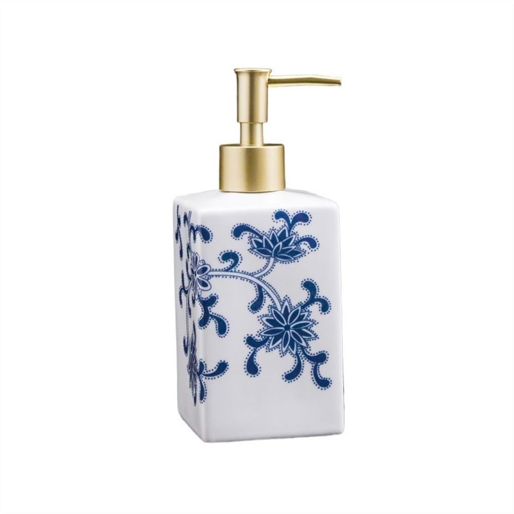 Kw3ns8bp5r Blue Home High Color Value Press Bottle Shampoo Body Wash Dispenser Type Empty Hotel Ceramic Lotion Shower Dispensers(,Medium)