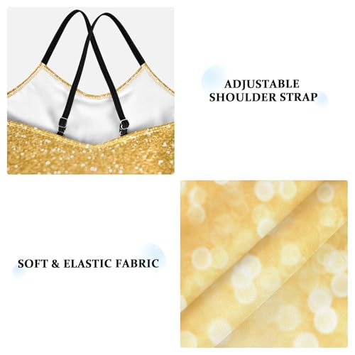 Sparkle Gold Glitter Girls One Piece Swimsuit Beach Swimwear Quick Dry Kids Bathing Suits 9-10T3