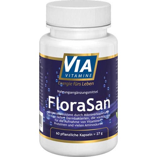 Florasan Kulturen Komplex, Probiotikum, Darmsanierung, magensaftresistent, 500 Millionen KBE pro Kapsel, koloniebildend, u.a. Lactobacillus acidophilus, Bifidobacterium breve Cover