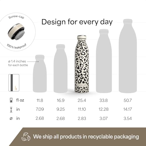 Image of LARS NYSOM Stainless Steel Insulated Water Bottle 12oz 17oz 25oz 34oz 51oz | Insulated Thermo Flask for Hot and Cold Beverages | Leakproof Drinking Bottle (Beige, 25.4oz)