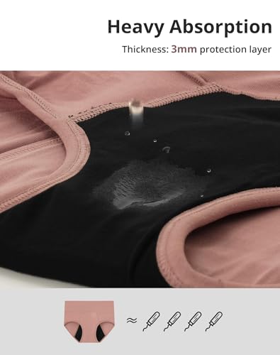 Image of INNERSY Women's Bamboo Viscose Heavy Flow Period Underwear High Waisted Leakproof Panties 3 Pack