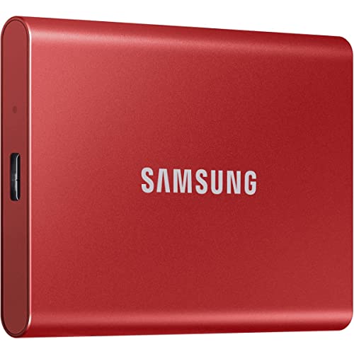 Image of Samsung T7 2TB Up to 1,050MB /s USB 3.2 Gen 2 (10Gbps, Type-C) External Solid State Drive (Portable SSD) Red (MU-PC2T0R)