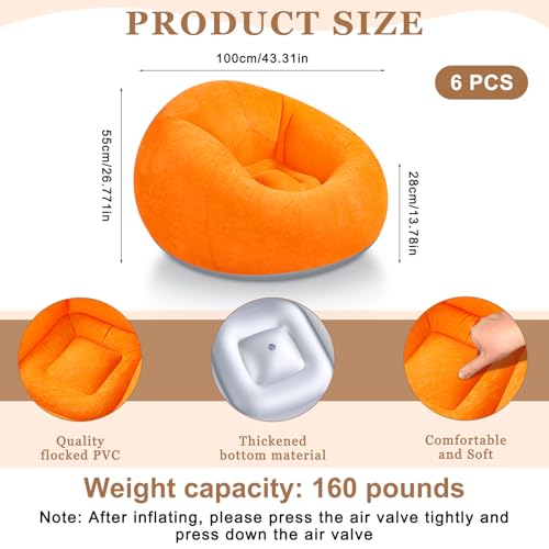Image of Realspring 6 Pcs Inflatable Bean Bag Chair, Air Pump,Orange | Electric Pump for Inflation, Foldable Blow up Chairs for Outdoor Movie Seating, Portable Sofa for Adults Camping
