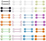 Kwoencxi 14G Kunststoff Nippelpiercing Zungenring 14 Gauge leuchtet im Dunkeln Acryl Gummi Silikon gerade Zunge Nippel Barbell Retainer Piercing Schmuck Chirurgie Sport Arbeit Damen Herren 14 mm 16 mm