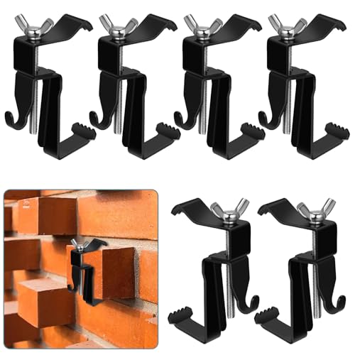 Image of Stainless Steel Brick Hooks, 6 Pack, 1-3 /4 inch to 2-3 /4 inch Heavy Duty, No Drill, Outdoor & Indoor Use