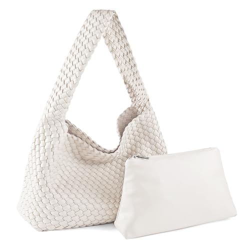 Bolso Tote Hobo de Cuero Vegano Tejido con Estuche para Mujer miniatura 1