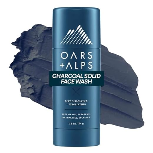 Oars + Alps Face Wash with Activated Charcoal, Exfoliating Facial Cleanser Fights Blackheads, Travel Size, Vegan and Gluten Free, 1.2 Oz