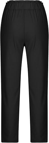 Miniatura 4 de Mnyycxen Women's Dress Pants Front Button Up Lightweight Trousers StraightLeg Midweight Formal Capris Pant Work Office Pants