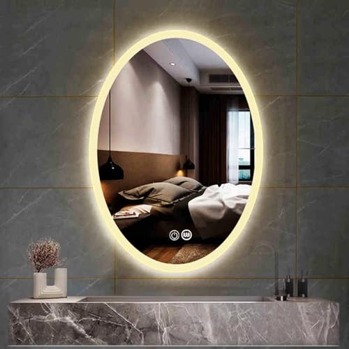 Miroir de salle de bain ovale à LED au design sans cadre épuré