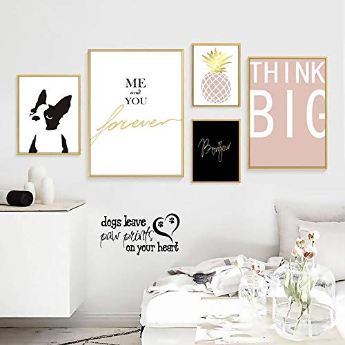 Vinilo decorativo negro con frase y huellas de perro miniatura 2