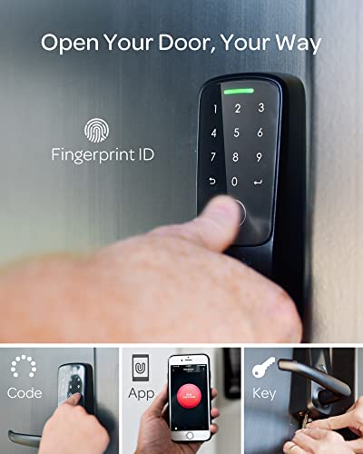 Ultraloq Latch 5 World's First Built In Wifi Smart Lock (Black) With Fingerprint Id, 5-In-1 Keyless Entry Electronic Door Handle With Bluetooth, Biometric Fingerprint And Touch Digital Keypad #TOP2