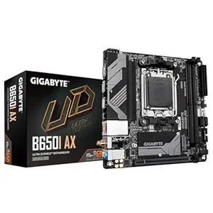 GIGABYTE B650I Ax Mini ITX Motherboard - Supports AMD AM5 Cpus, 5+2+1 Phases Digital Vrm, Up To 6400Mhz DDR5 (Oc), 1Xpcie 4.0 M.2, Wi-Fi 6E, 2.5GBe Lan, USB 3.2 Gen 2