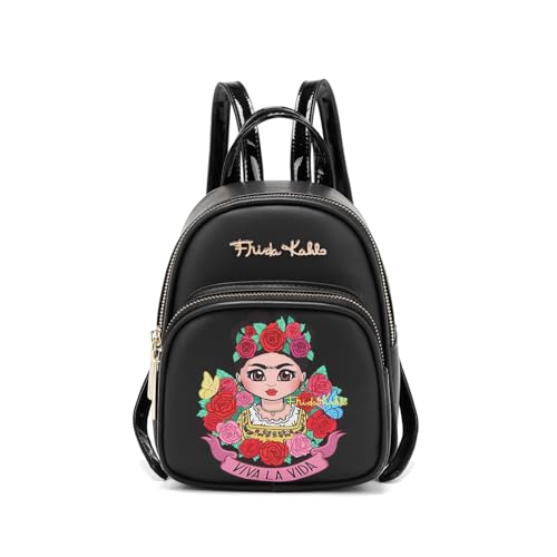 Frida Kahlo Cartoon Collection Mini Size Backpack (Black/Black)