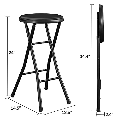 Image of COSCO 24 inch Vinyl Padded Folding Stool, Multipurpose, Great for Small Spaces, Double Braced, Black, 4-Pack