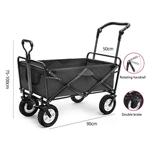 ZATTYDV Zusammenklappbarer Gartenwagen, robuster Wagen, multifunktionaler Einkaufswagen für Outdoor-Camping, Angeln, Ziehwagen mit 4 Rädern, Tragkraft: 80 kg – Bild 5