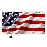 Lefolen American Flag Wind Waving Front License Plate Aluminum Novelty Grunge USA Flag Nation Banner Patriot Stars Metal Vanity Tags 6' X 12' for Men Woman,4 Mounting Holes