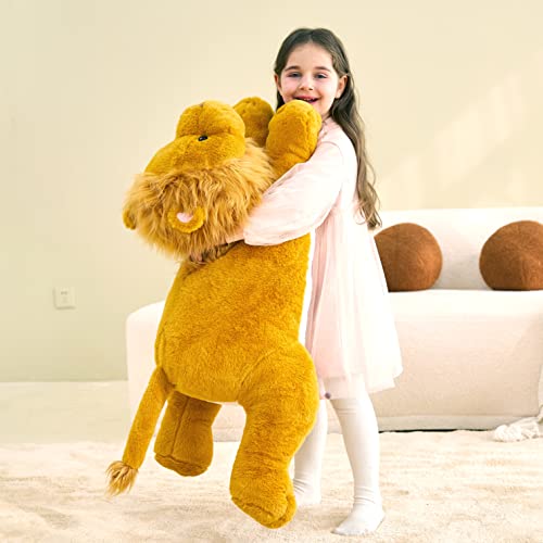 Ikasa Large Lion Stuffed Animal Plush Toy,Giant Lion Cute Jumbo Soft Toys,Huge Big Size Plushy Fluffy Fat Oversized Plushie,Gifts For Kids Girls Boys Girlfriend Children (30 Inches, Brown) #TOP4