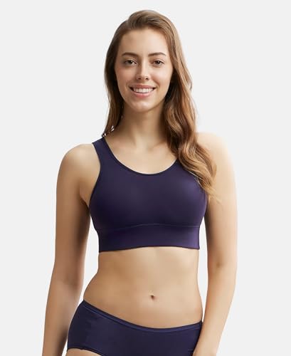 Image of Jockey JW12 Women Wirefree Padded Tencel Lyocell Elastane Stretch Full Coverage Lounge Bra with Stay Fresh Properties and Removable Pads