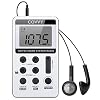 AM/FM Tragbares Radio,Covvy Digitales Pocket Mini Radio mit 500mAh 3.7V Wiederaufladbarer Akku und Kopfhörer (White)