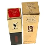 Yves Saint Laurent VERNIS A LEVRES GLOSSY STAIN Lipstick # 32 ROUGE AVANT GARDISTE ROUGE PUR COUTURE YSL Lipstick Women 0.20 oz / 6 ML - TESTER SAMPLE LARGE - 8679 - Image 2