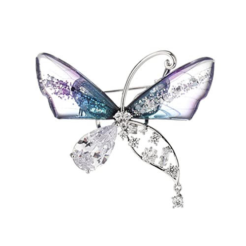 Broche fleur papillon argentée le cadeau idéal et corsage chic pour femme raffinée