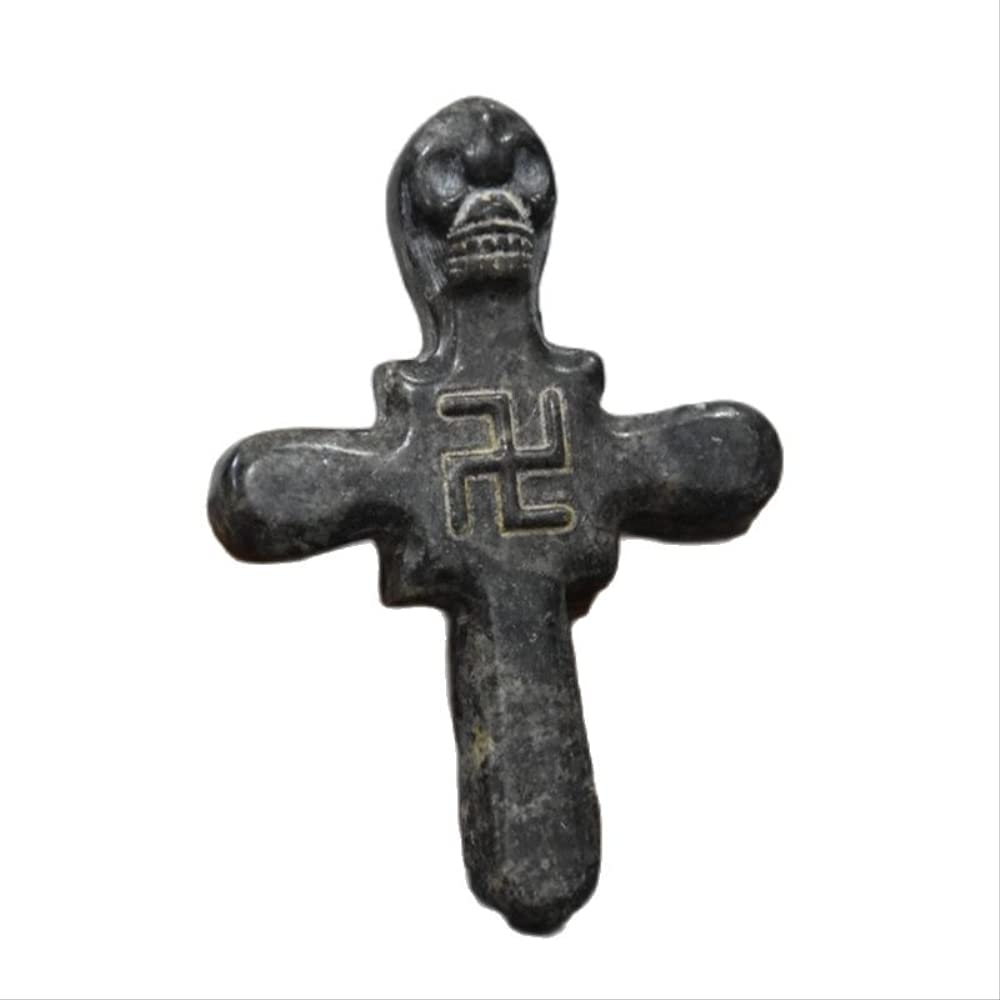 LILOVELILOVE Natural Meteorite Cross Carving Mascot Collection Pendant Accessories Necklace Decoration Statue