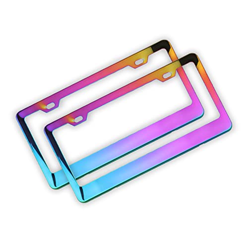 Yonput 2 PCS Slim Chrome Chameleon Design Car License Plate Frames,SUV/Truck License Plate Cover Holder (Multicolored #12.2In x 6.3In) - Thumbnail 5