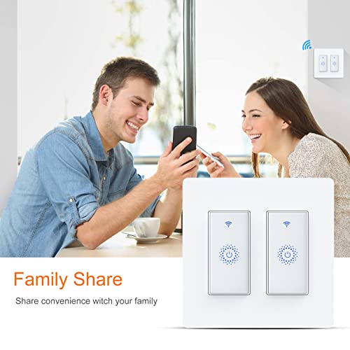 Smart Switch, Smart Light Touch Switch 2 Gang, Double Smart Wifi Light Switches, Smart Switch 2 Gang Compatible With Alexa And Google Home, Neutral Wire Needed, No Hub Required (2Gang) #TOP5