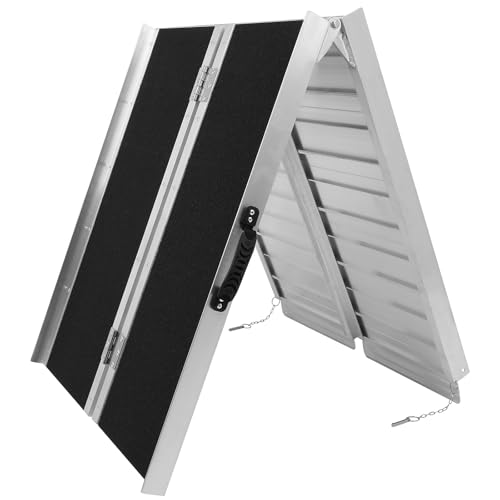 Rampa plegable de aluminio para silla de ruedas de 10 pies antideslizante para umbral, rampa de movilidad para scooter, plegable para escalones, hogar, escaleras, entradas miniatura 5