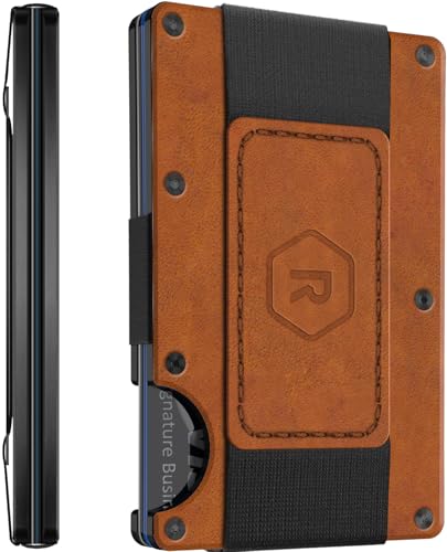 Ridge Geldbörse für Herren - Schlanke, minimalistische, kompakte Geldbörse und Kartenhalter, RFID-geschützte Vordertaschen-Geldbörsen für Männer mit integrierter Geldklammer, Tabakbraun, Einheitsgröße