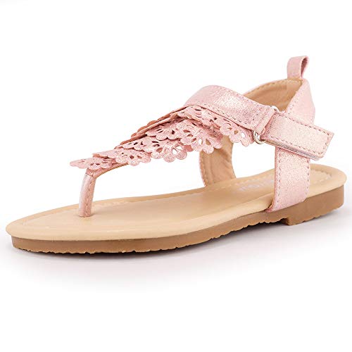 Muyguay Toddler Little Girls Sandals Open-Toe Flip Flops Ankle Strap Summer Dress Shoes (10 Toddler, Pink) #TOP1