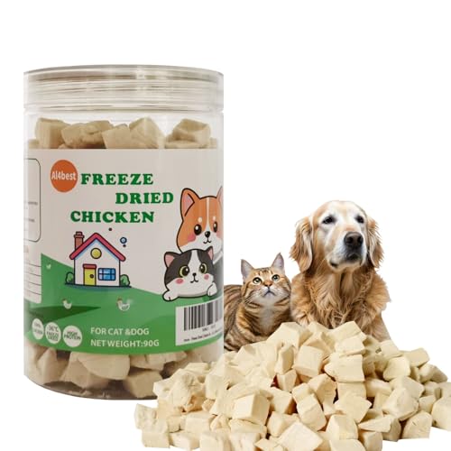 Freeze Dried Chicken Breast Cat Treats and Food 90g 100% Chicken Natural Grain Free Allergen-Free & Hypoallergenic Easy Digestion Nibbles Nutritious Cat, Kitten and Dog Snacks