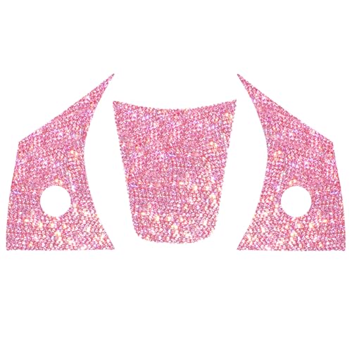 Image of 3Pcs of Bling Rhinestone Control Panel Decals for Tesla Model 3 & Y, Sparkly Car Accessories for Decoration (Pink)